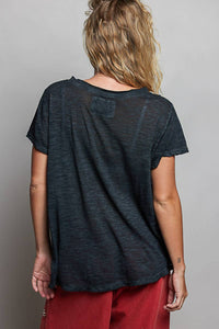Everyday Lightweight Relaxed Fit Hand-Stitched Knit Top: Black / L