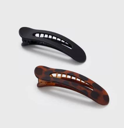 Kitsch Flat Lay Claw Clip 2pc Flat - Black & Tort