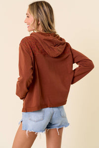 Tracy Hoodie With Cute Floral Contrast: Rust