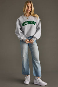 Midwest Chenille Patch Sweatshirt – Heather Gray Fleece Crewneck Pullover