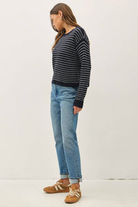The Fine Line Stripe Sweater: Navy