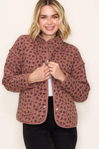 Eloise Ditsy Floral Quilted Jacket – Button Front Cotton Layer with Pockets