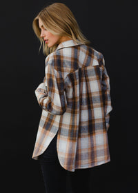 Fall Favorite Cream, Camel & Navy Plaid Flannel