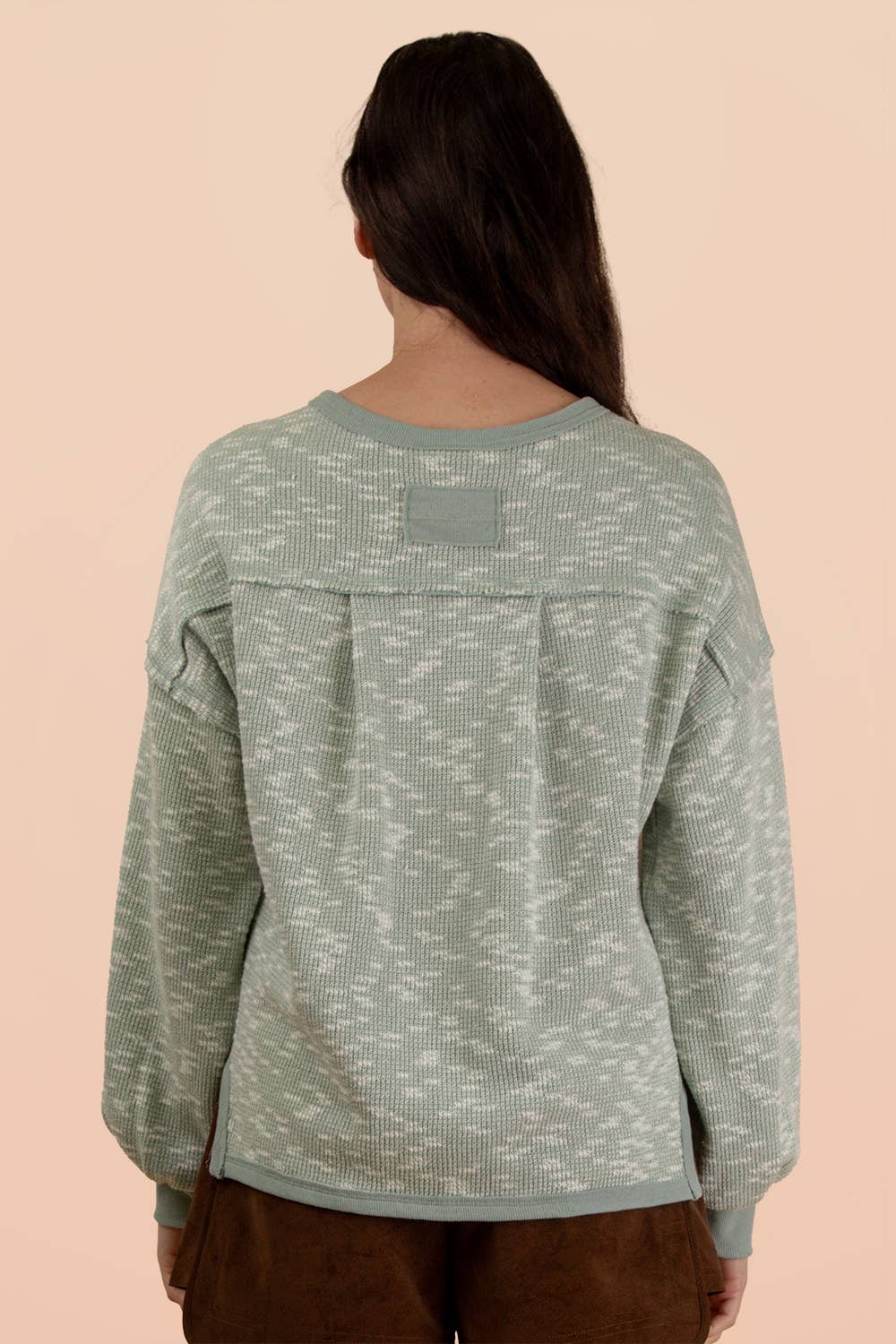 Willow Oversized Textured Knit Casual Top: Sage