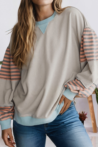 The Hadley Striped Colorblock Drop Shoulder Sweatshirt (S–XL)