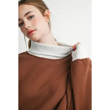 The Fireside Contrast Turtleneck Oversized Sweatshirt