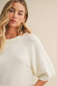 The Cloud Nine Sweater Top: Cream