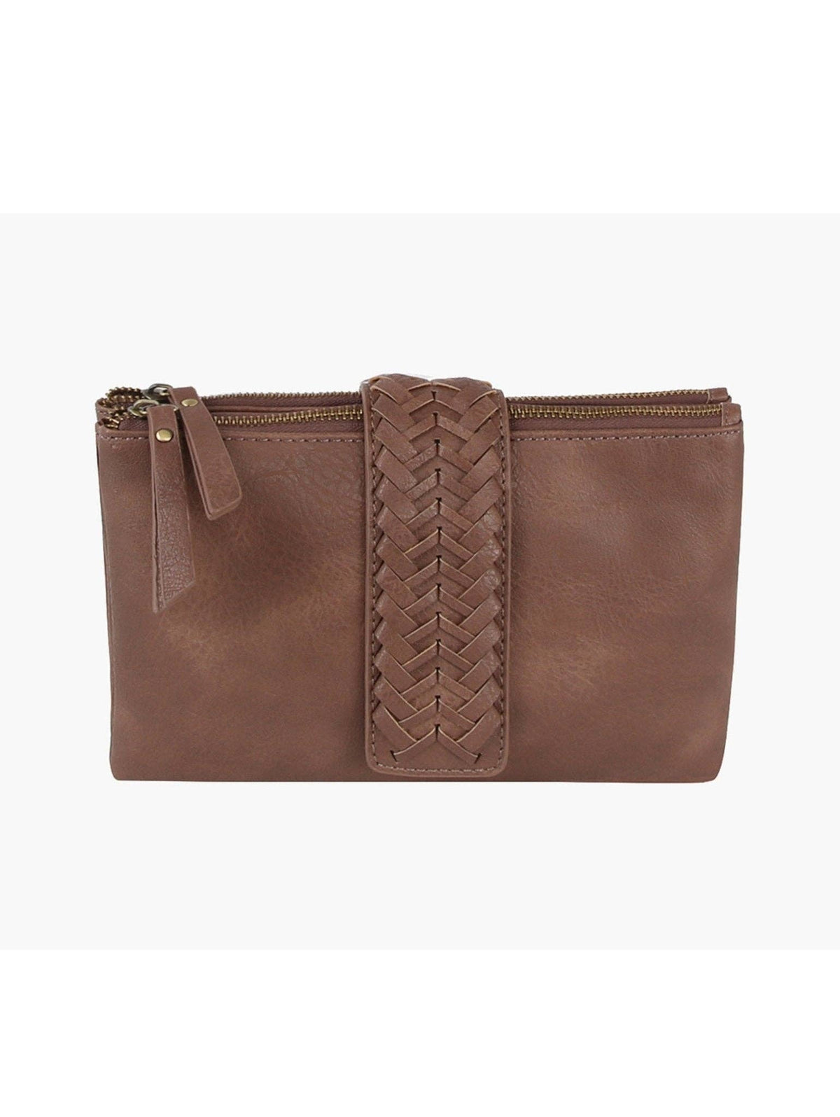 Weston Braided Strap Clutch Wallet – Vegan Leather Crossbody Option