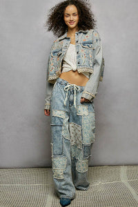 Magnolia Mae Embroidery Lace Trim Denim Jacket