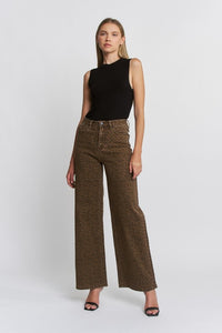 Mica Denim Savannah Super High-Rise Wide Leg Leopard Jeans – Bold Animal Print Denim
