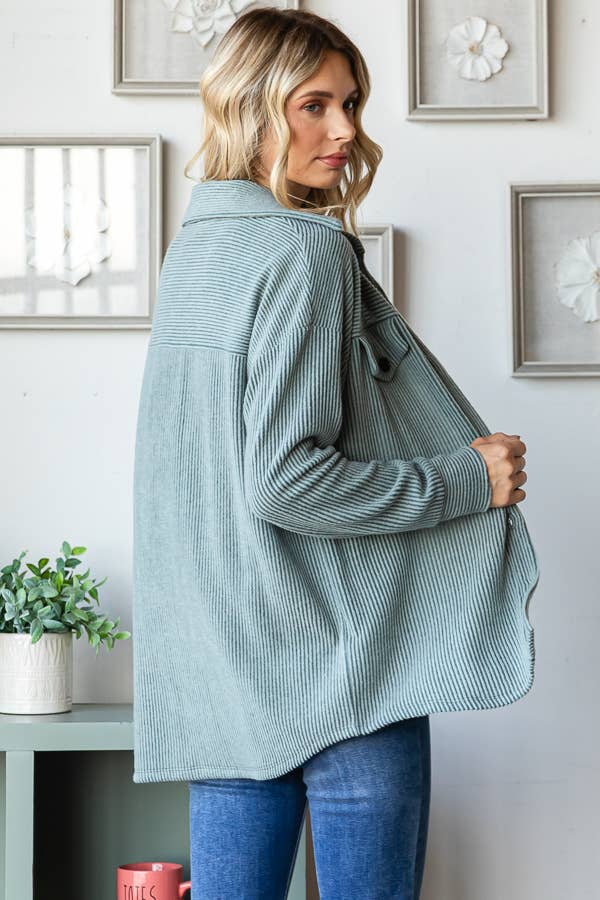 Tara Soft and Cozy Brushed Ribbed Shacket