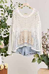 The Coastal Hideaway Crochet Hoodie: Cream