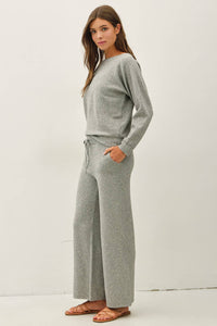 Soft Spoken Boat Neck Sweater: Heather Grey