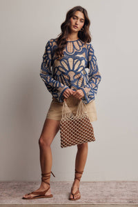 Camille Floral Crochet Knit Sweater