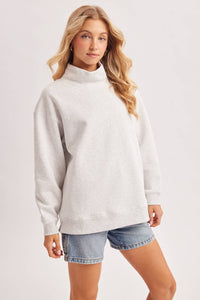 Easy Going Mock Neck Sweatshirt: Grey Marl