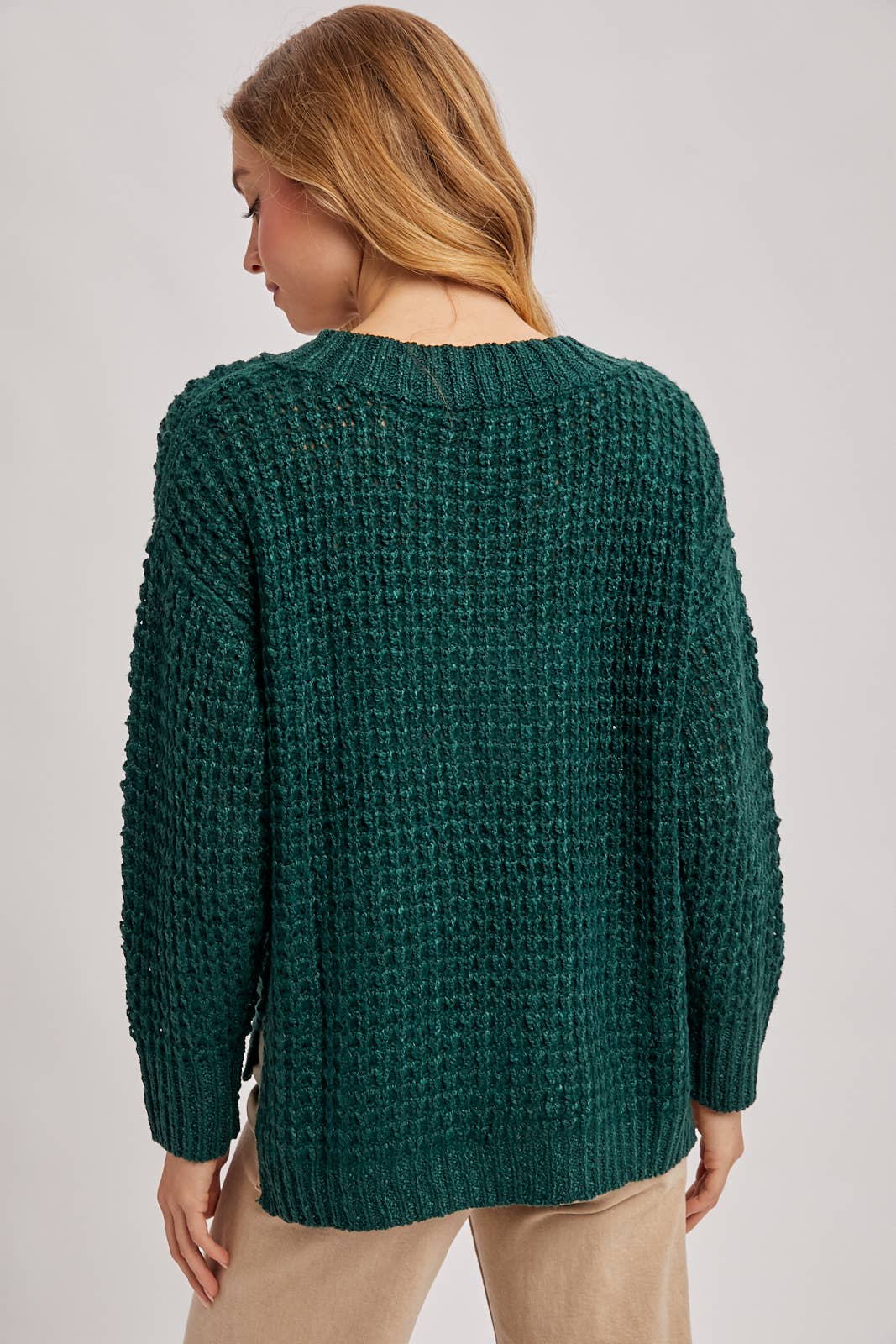 THERMAL HENELY SWEATER TOP: BEIGE / M/L