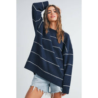 The Sunday Stroll Contrast Stripe Oversized Sweater