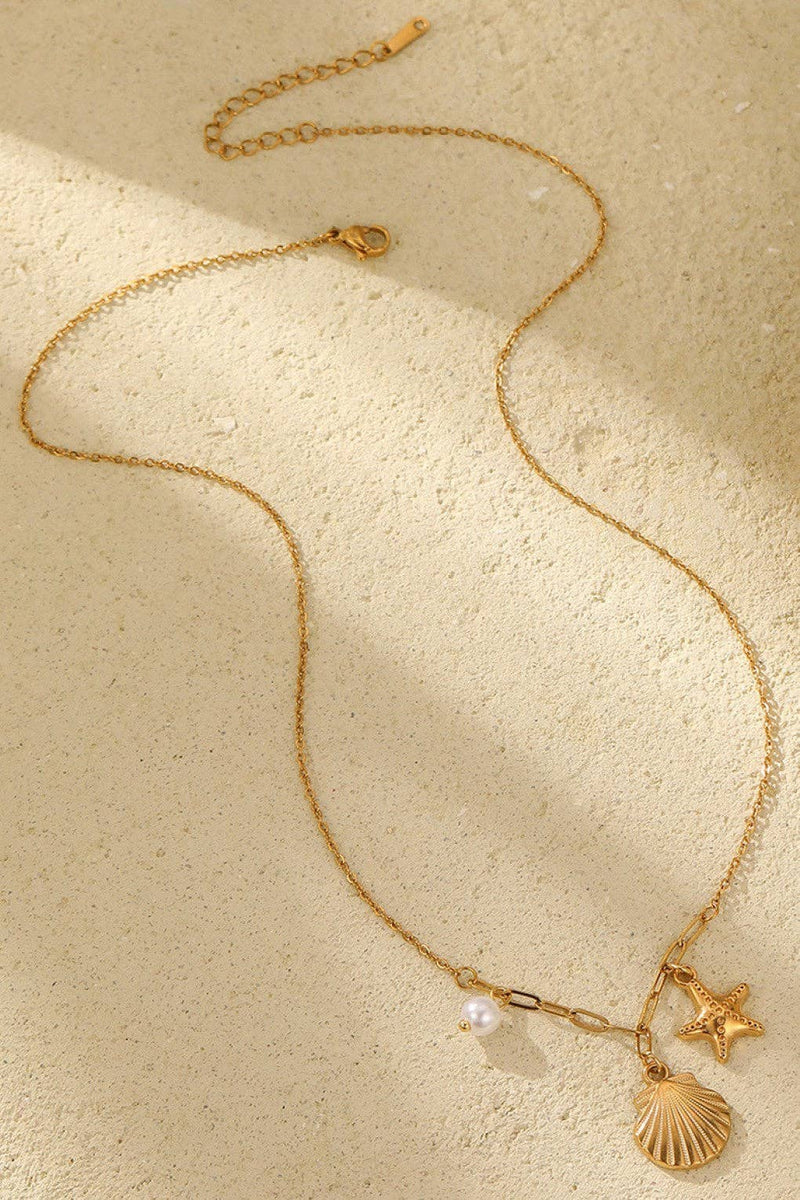 The Capri Beach Charm Necklace – 18K Gold Plated Waterproof Starfish Seashell Chain