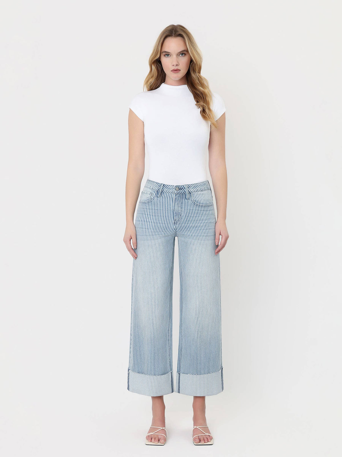 Ververt "Olive" Stripe Wide Leg Jeans