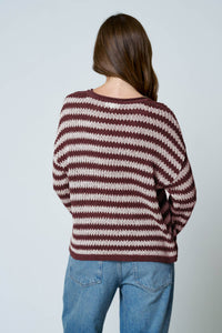 Autumn Social Stripe Sheer Knit Sweater