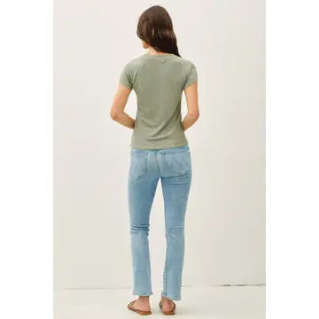 The Merrin Classic Ribbed Baby Tee – Fitted Crew Neck Essential T-Shirt for Women