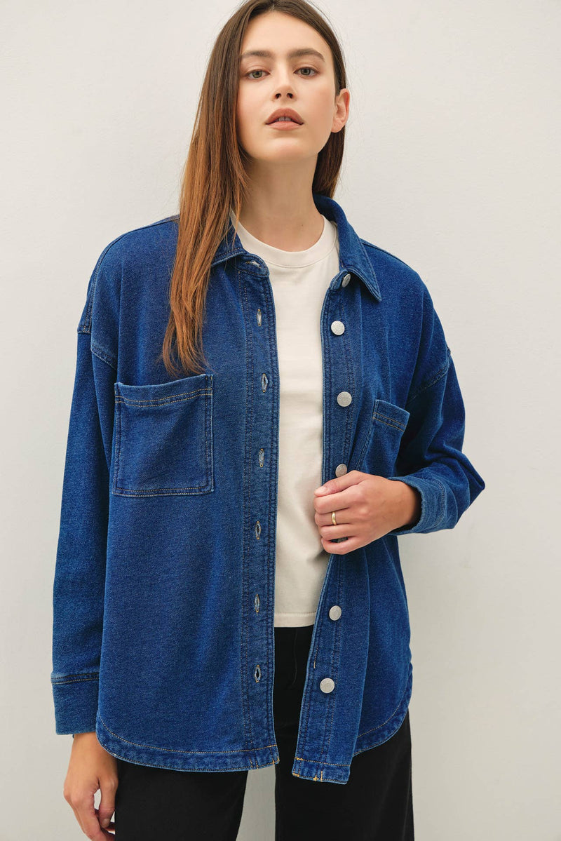 The Dylan Ultra Soft Stretch Denim Shacket