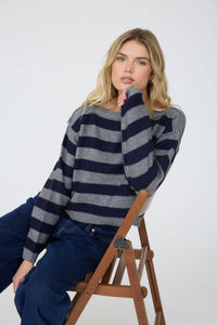 The Weekend Stripe Sweater: Charcoal/Navy