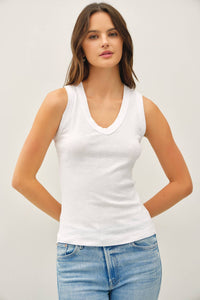 The Calder Garment-Dyed Cotton V-Neck Tank – 100% Cotton Everyday Essential for Women