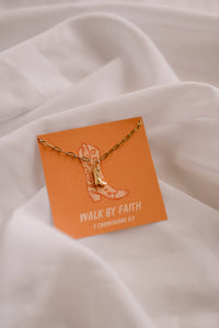 Walk By Faith Charm Necklace: Gold