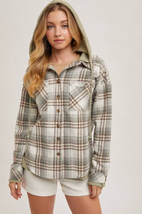 Aspen Hooded Plaid Shacket – Fall  Button-Down Jacket