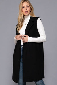 Marigold Sleeveless Notched Collar Vest – Soft Open Front Layering Piece