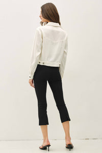The Calla Cropped Jacket – Tencel Linen Cotton Blend Lightweight Utility Jacket