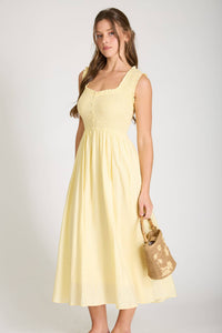 Charlotte Sweetheart Midi Dress: Butter Yellow