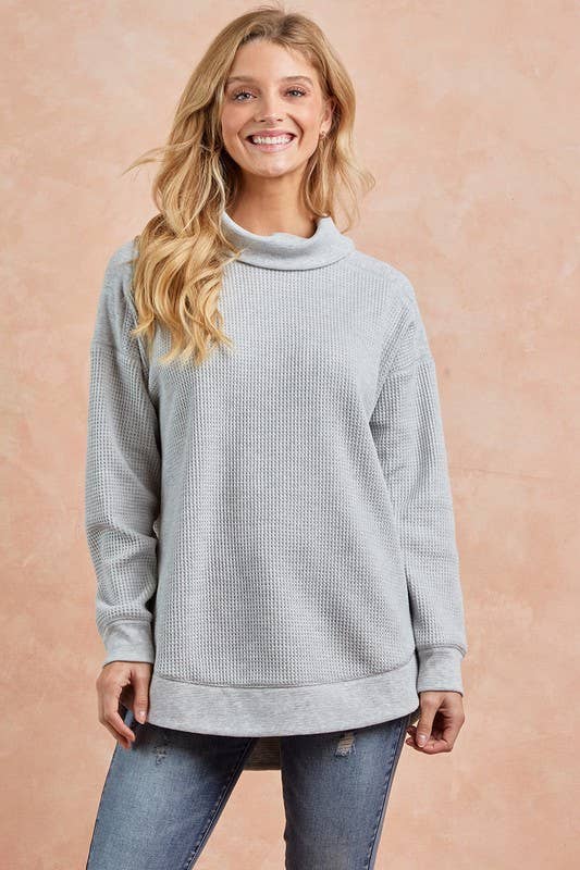 The Elsie Thermal Knit Pullover – Soft Heather Grey