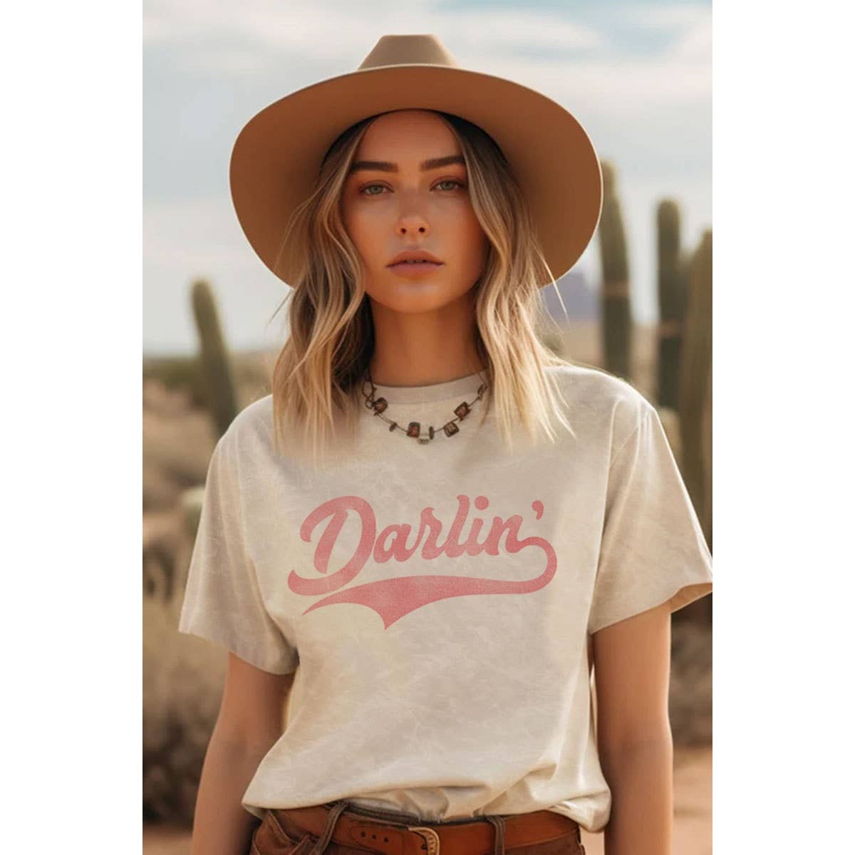 Darlin'  Cropped Graphic Tee: Mineral Oatmeal