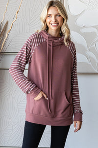 Reagan Stripe Hoodie: Marsala