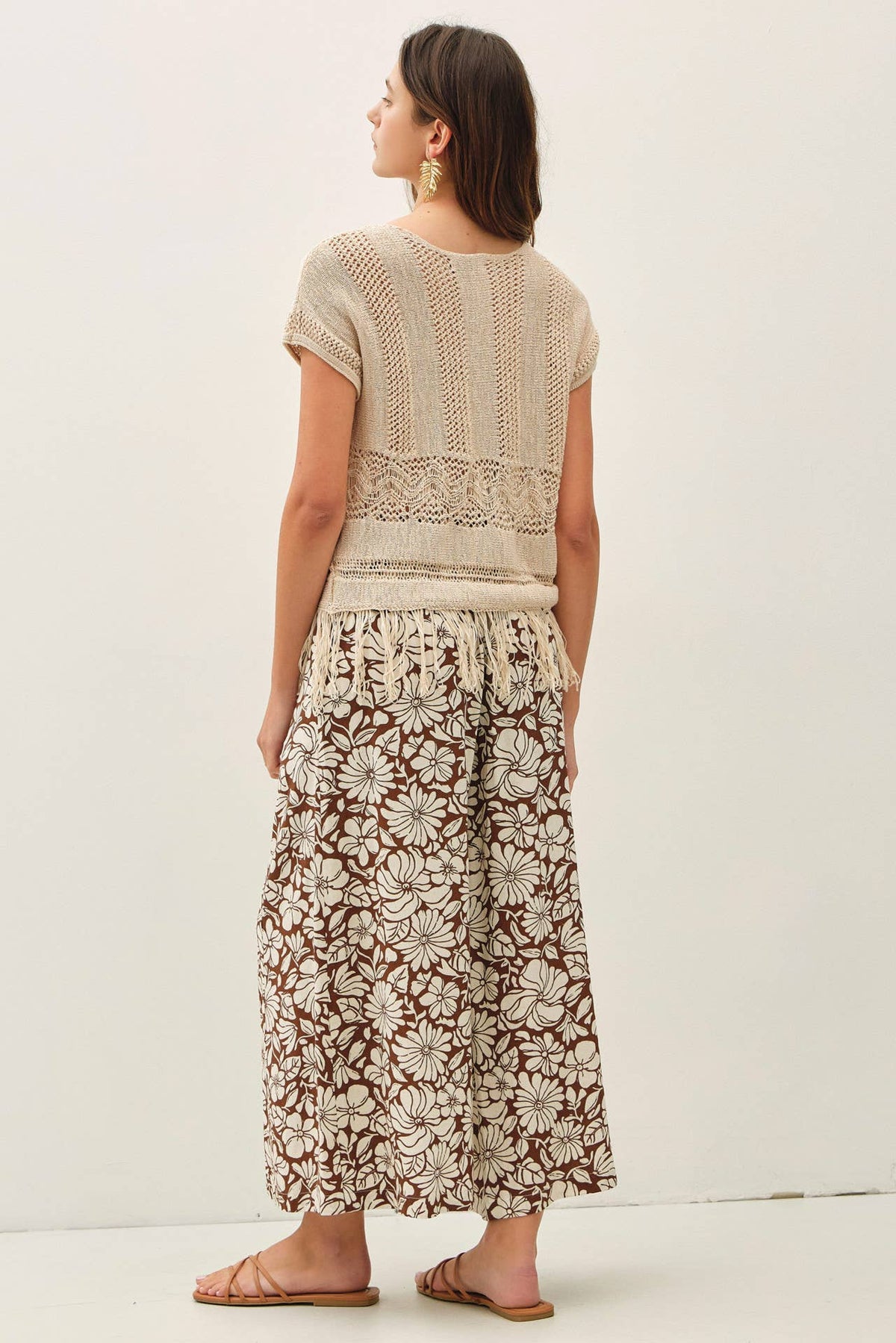 The Bloom Floral Wide Leg Crop Pants – Linen Blend Lightweight Summer Pants