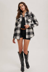 Dakota Plaid Flannel Shacket with Pockets – Brown Cream & Rust Ivory