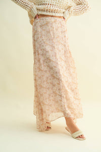 The Magnolia Meadow Maxi Skirt: Beige