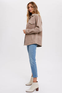 Everly Pines Corduroy Button-Down Shacket –Peacock