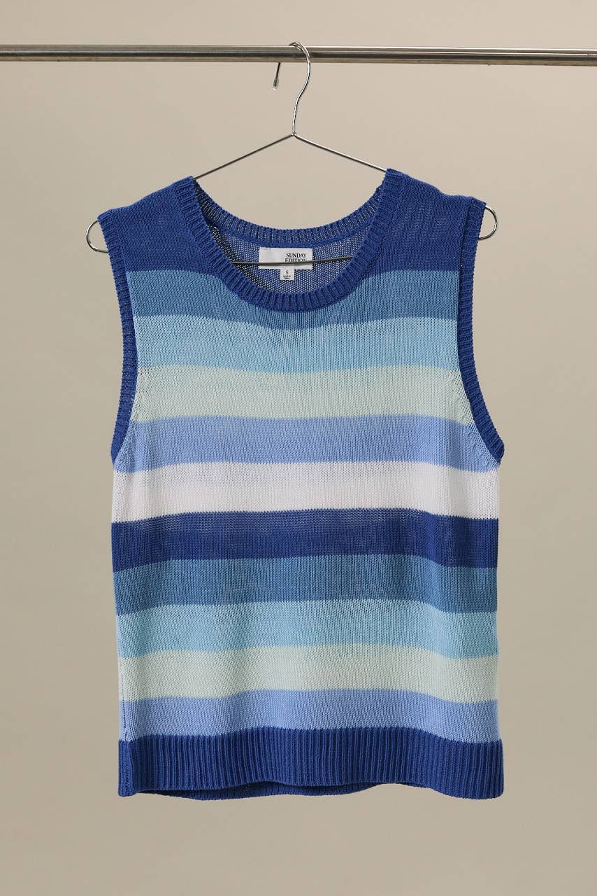 The Blue Skies Stripe Sweater Tank – Sleeveless Multi Stripe Knit Top