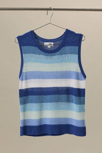 The Blue Skies Stripe Sweater Tank – Sleeveless Multi Stripe Knit Top