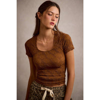 Pressed Petals Seamless Top: Brown