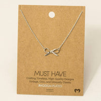 Gold Dipped Ribbon Bow Pendant Necklace: S