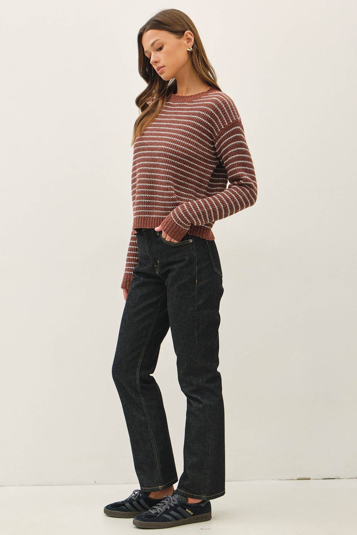The Fine Line Stripe Sweater: Navy