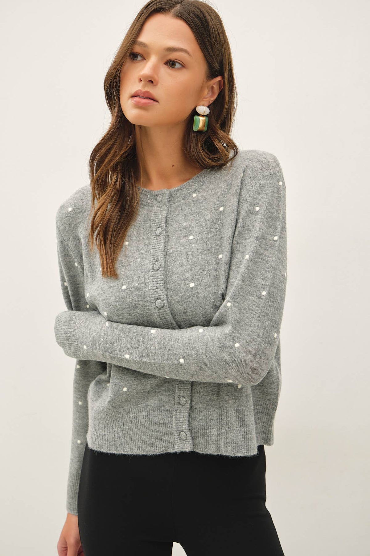 Dot to Dot Cardigan: Heather Grey