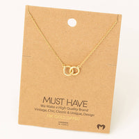 Dainty Dual Circle Link Pendant Necklace – Minimalist Necklace Gold or Rose Gold