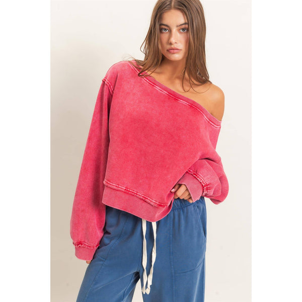 Easy Going Off Shoulder French Terry Sweatshirt