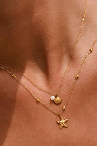 The Amalfi Coastal Layered Necklace – 18K Gold Plated Waterproof Starfish & Seashell Chain