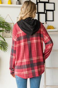 Sutton Plaid Hoodie Shacket – Soft Flannel Button Down with Hood